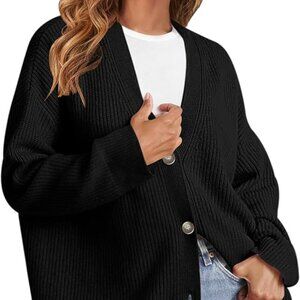Ribbed Knit Slouchy Cardigan Sweater